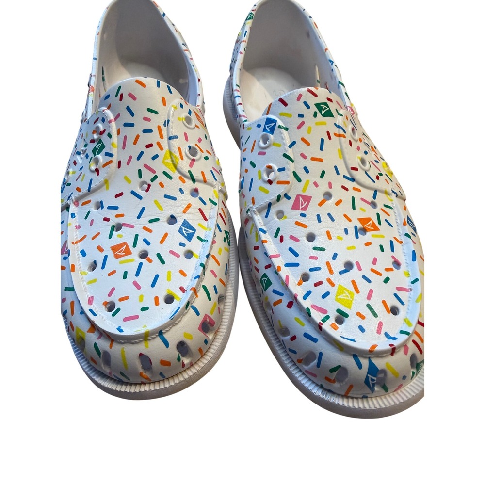 Sperry Authentic Original Float Boat Shoes White Multi Sprinkle Print Mens 9 - Picture 5 of 16